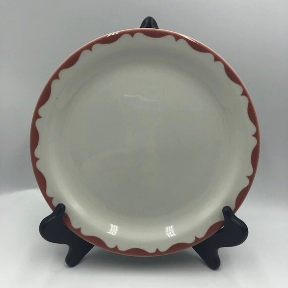 Mayer China Restaurant Style Thick Plates #456 Lot of 4 Painted Scalloped Rim - Picture 2 of 10